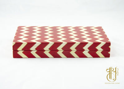 Hand Painted Chevron Pattern Papier Mache Box Pen/Jwellery box Vayu 