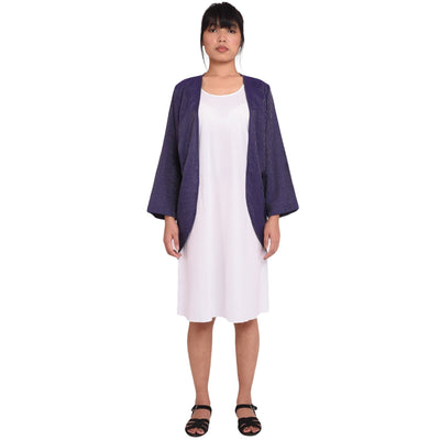 Zari Pinstripe Purple Handloom Cotton Silk Overlay Jacket Vayu 