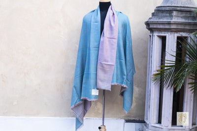 Aqua And Pale Pink Color Reversible Pashmina Shawl Vayu 