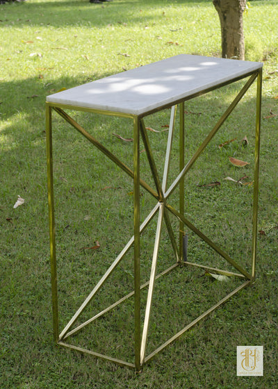 Geometric Handcrafted Brass Console Table Tables Vayu 