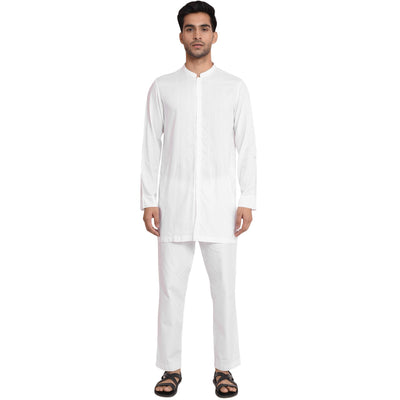 RELAX FITTING WHITE FLOWY MANDARIN SHIRT Shirt Vayu 